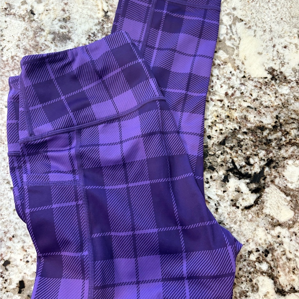 Constantly Varied Gear Purple Leggings with Tartan Design